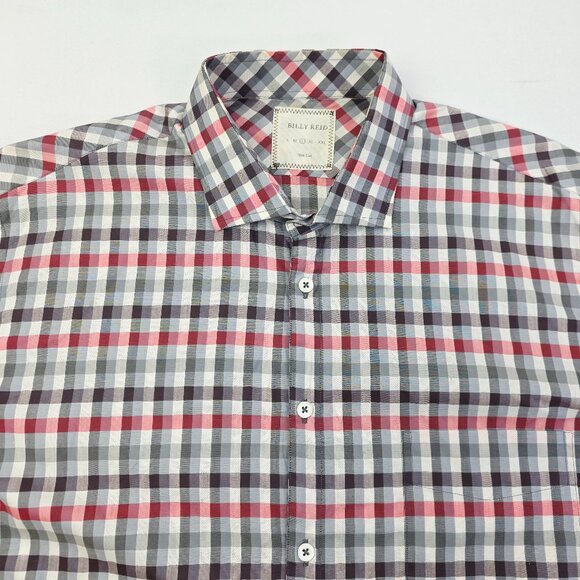 Billy Reid Slim Cut Size Large Mens Multi Check Spread Collar Cotton Shirt - Picture 9 of 9